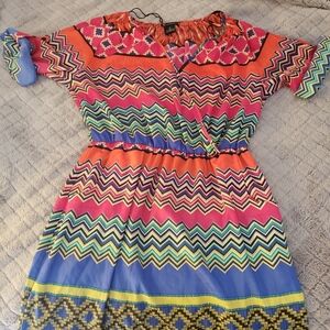 *NEW DIRECTIONS V NECK FAUX WRAP MIDI DRESS SIZE MEDIUM POCKETS KNEE LENGTH